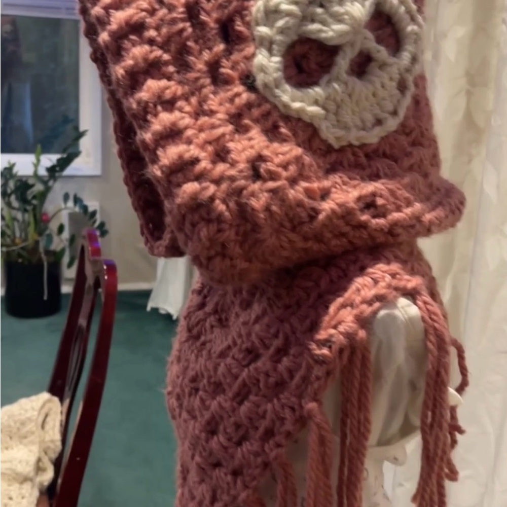 Granny square skull hooded cowl
